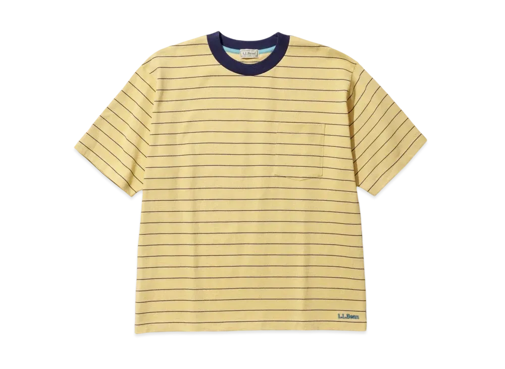 L.L.Bean Union Short-Sleeve Striped T-Shirt "Creamyellow/Navy"