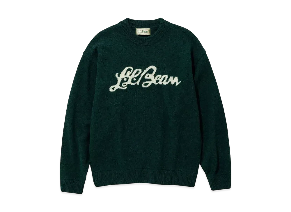 L.L.Bean Woolwich Sweater Script Logo "Forest Green"