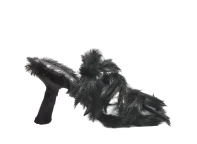 LOEWE Women's Petal Sandal in Hairy Calfskin "Black"