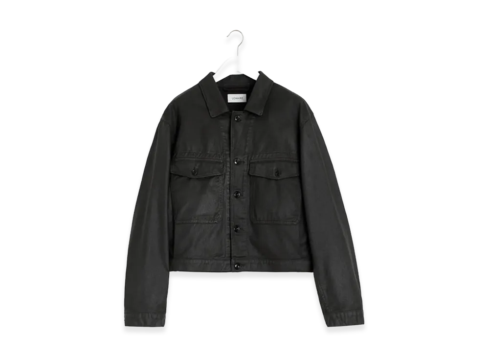 LEMAIRE Trucker Jacket -Shiny Coated Medium Denim- "Dark Chocolate"