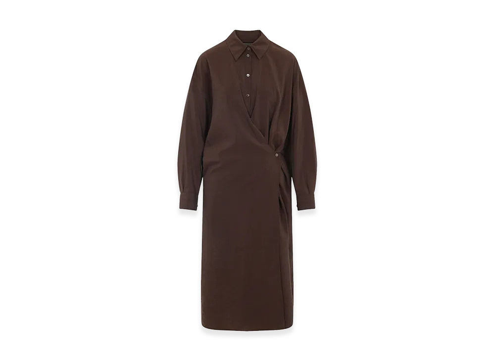 LEMAIRE Women's Straight Collar Twisted Dress "Brunette"