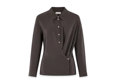 LEMAIRE Women's Straight Collar Twisted Shirt "Black"