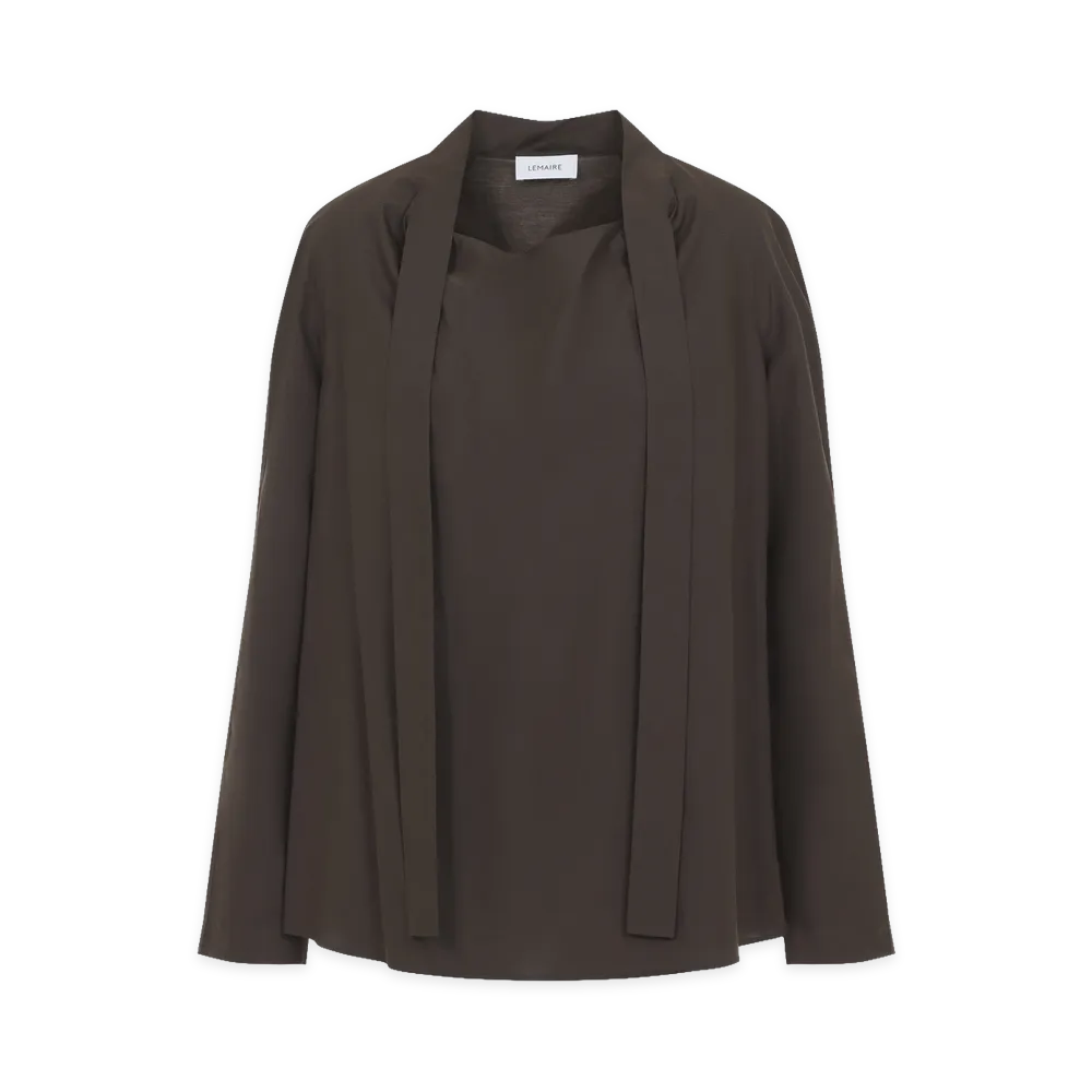 LEMAIRE Women's Truffle Ascot Blouse "Brown"