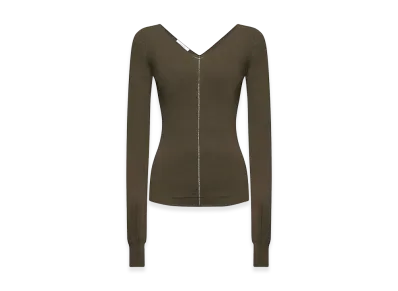 LEMAIRE Women's V-Neck Top "Green"