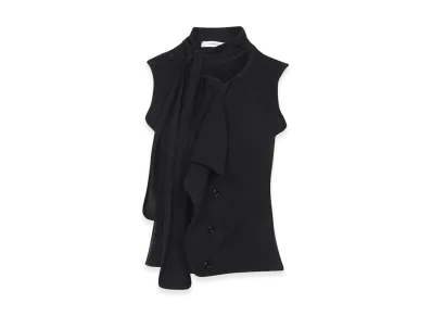 LEMAIRE Women's Asymmetrical Sleeveless Cardigan "Anthracite"
