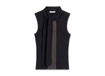 LEMAIRE Women's Jersey Asymmetric Fit Top "Black"