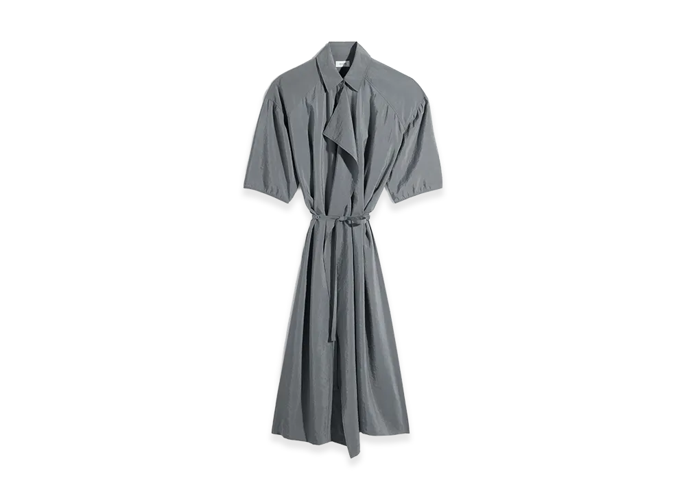 LEMAIRE Women's Dry Silk Asymmetric Shirt Dress "Aluminium"