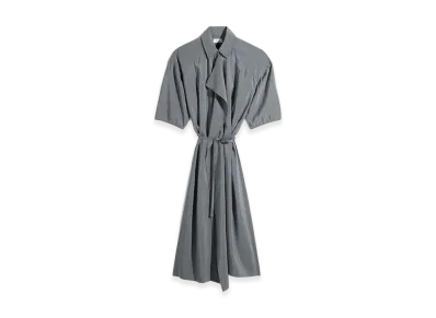 LEMAIRE Women's Dry Silk Asymmetric Shirt Dress "Aluminium"
