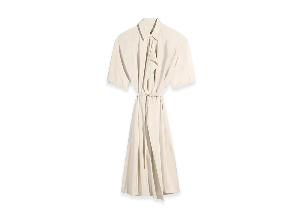 LEMAIRE Women's Dry Silk Asymmetric Shirt Dress "Oat Milk"