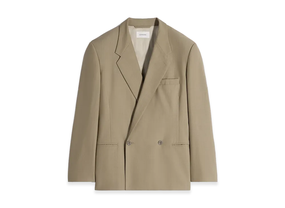 LEMAIRE Women's Tropical Poly-Wool Double Breasted Tailored Jacket "Hay Green"