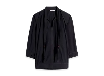 LEMAIRE Women's Crepe Cotton Scarf Blouse "Black"