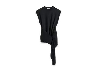 LEMAIRE Women's Merino Blend Sleeveless Button Top "Black"