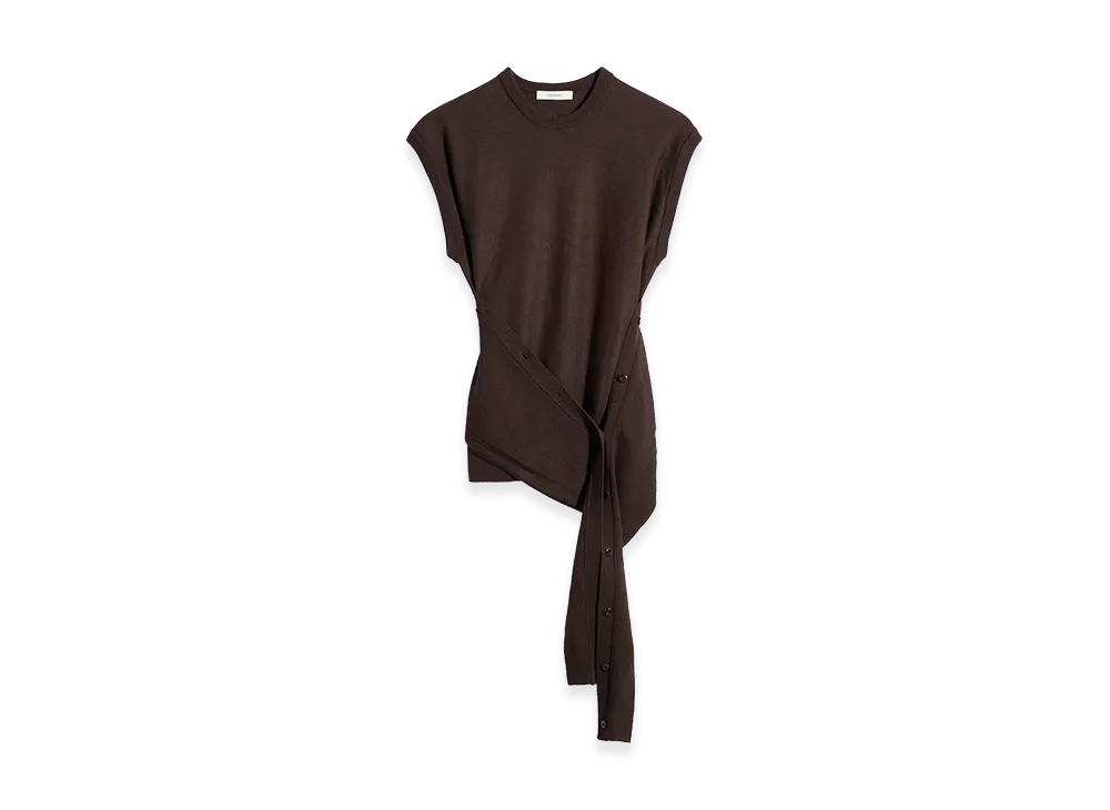 LEMAIRE Women's Merino Blend Sleeveless Button Top "Dark Cacao"