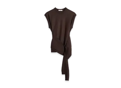 LEMAIRE Women's Merino Blend Sleeveless Button Top "Dark Cacao"