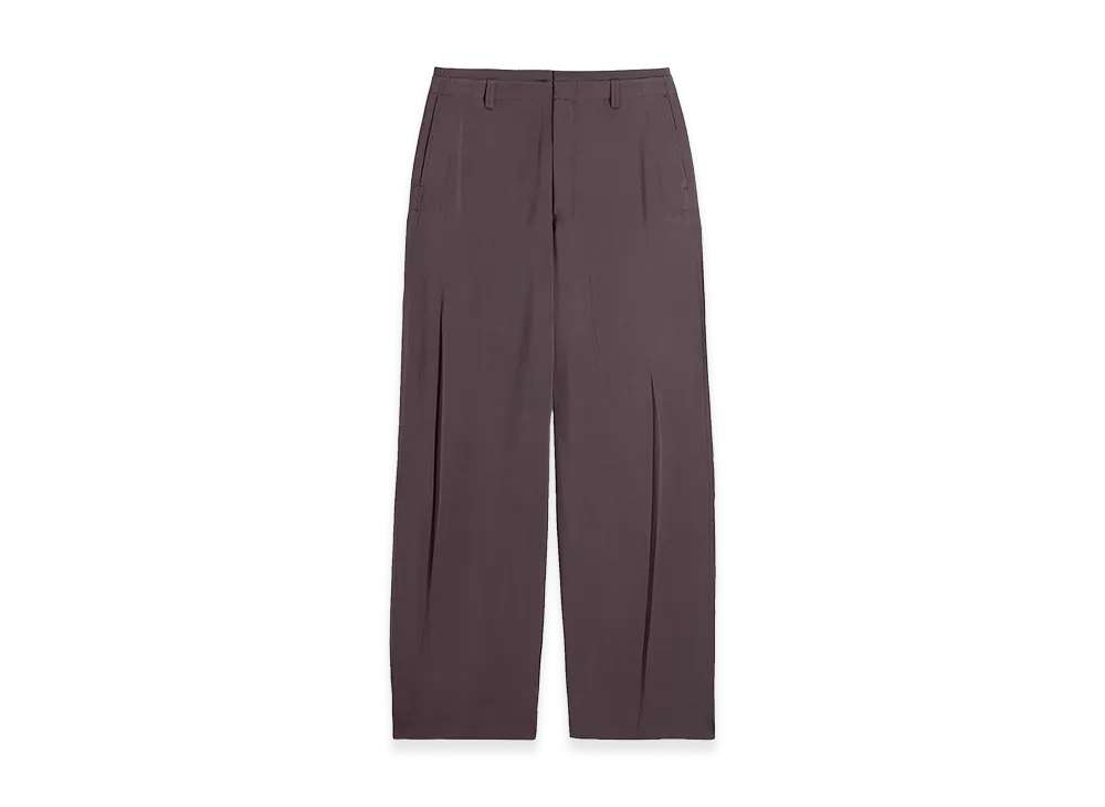 LEMAIRE Women's Poly-Viscose Twill Creased Soft Pants "Glossy Brown"