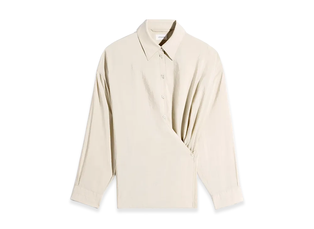 LEMAIRE Women's Twisted Dry Silk Straight Collar Shirt "Oat Milk"