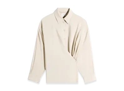 LEMAIRE Women's Twisted Dry Silk Straight Collar Shirt "Oat Milk"