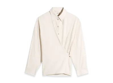LEMAIRE Women's Twisted Washed Cotton Silk Straight Collar Shirt "Light Cream"