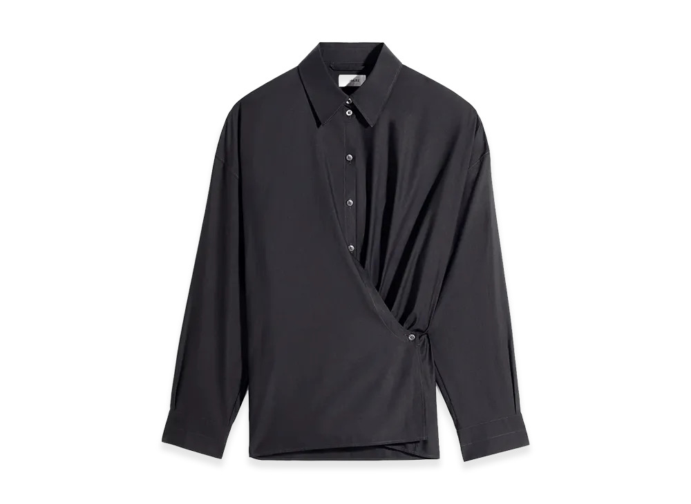 LEMAIRE Women's Twisted Cotton Silk Straight Collar Shirt "Squid Ink"