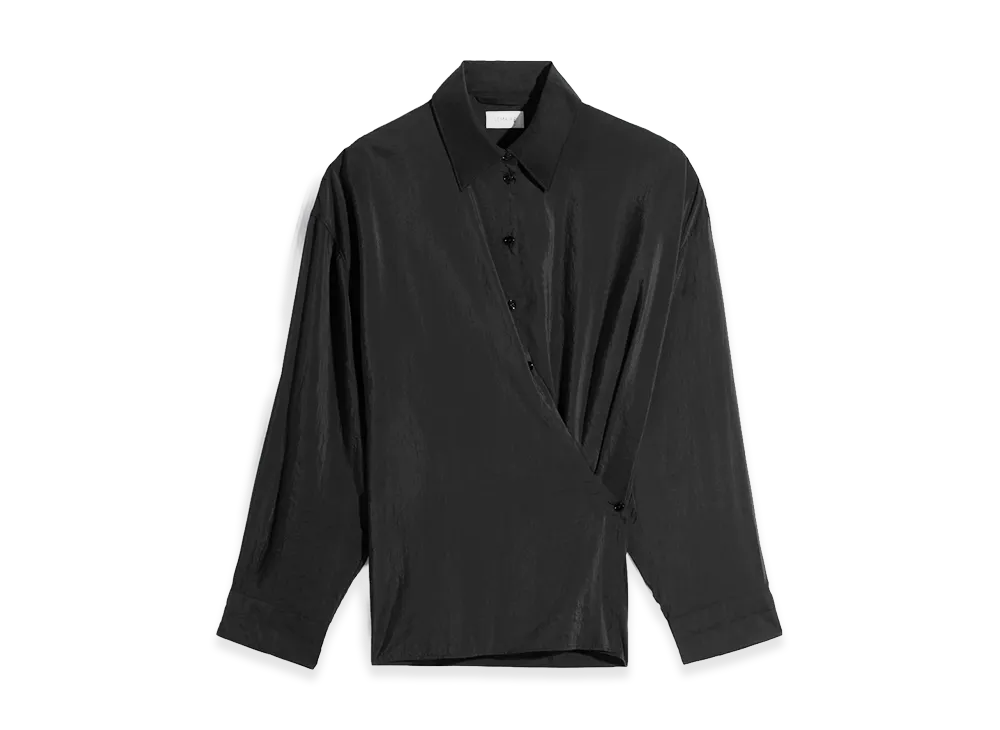 LEMAIRE Women's Twisted Dry Silk Straight Collar Shirt "Black"