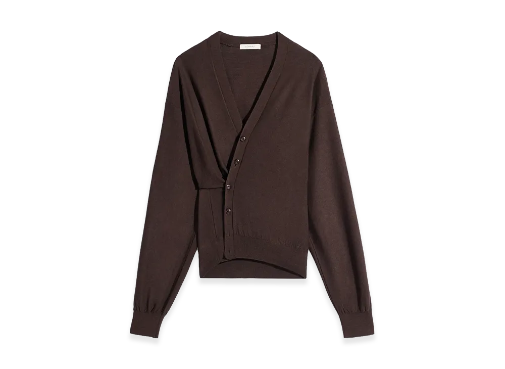 LEMAIRE Women's Wool Blend Twisted Cardigan "Dark Cacao"