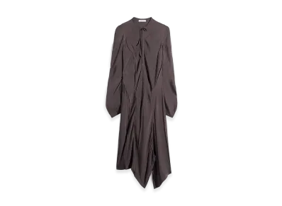 LEMAIRE Women's Poly-Viscose Twill Creased Bias Dress "Glossy Brown"