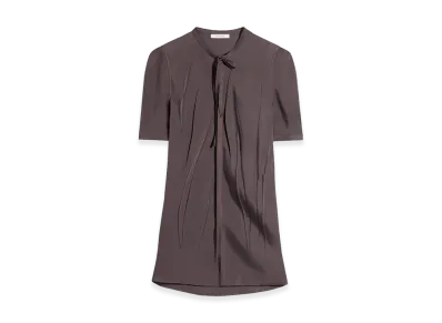 LEMAIRE Women's Poly-Viscose Twill Creased Fit Shirt "Glossy Brown"
