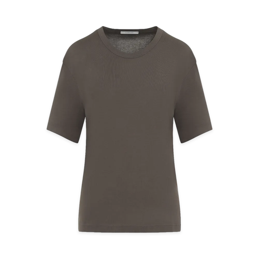 LEMAIRE Women's Carob Cotton Ribbed T-Shirt "Brown"