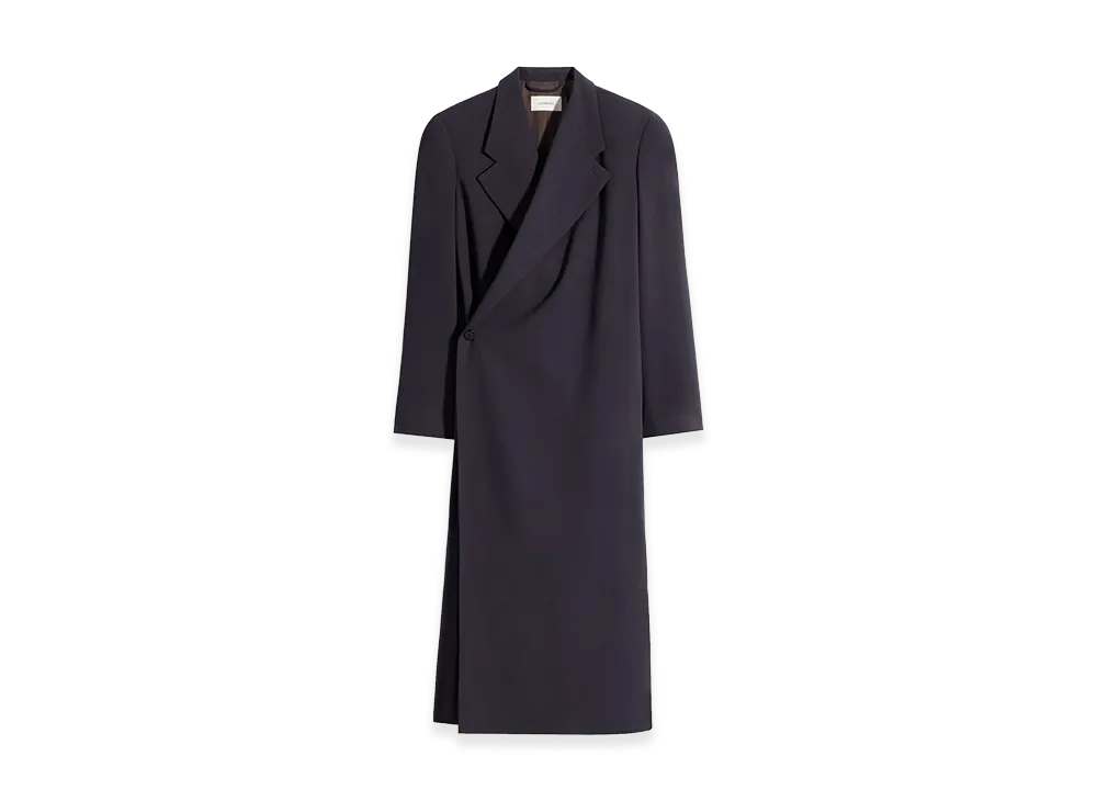 LEMAIRE Women's Wool Crepe Wrap-Over Coat "Onyx"