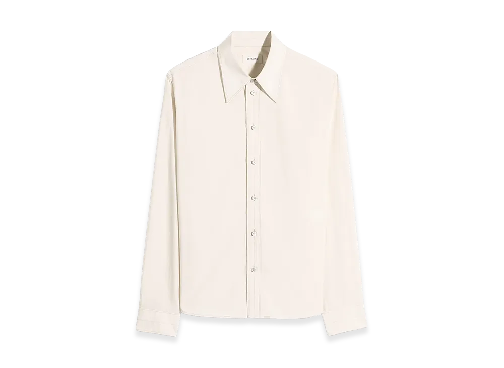 LEMAIRE Women's Washed Cotton Silk Pointed Collar Shirt "Light Cream"