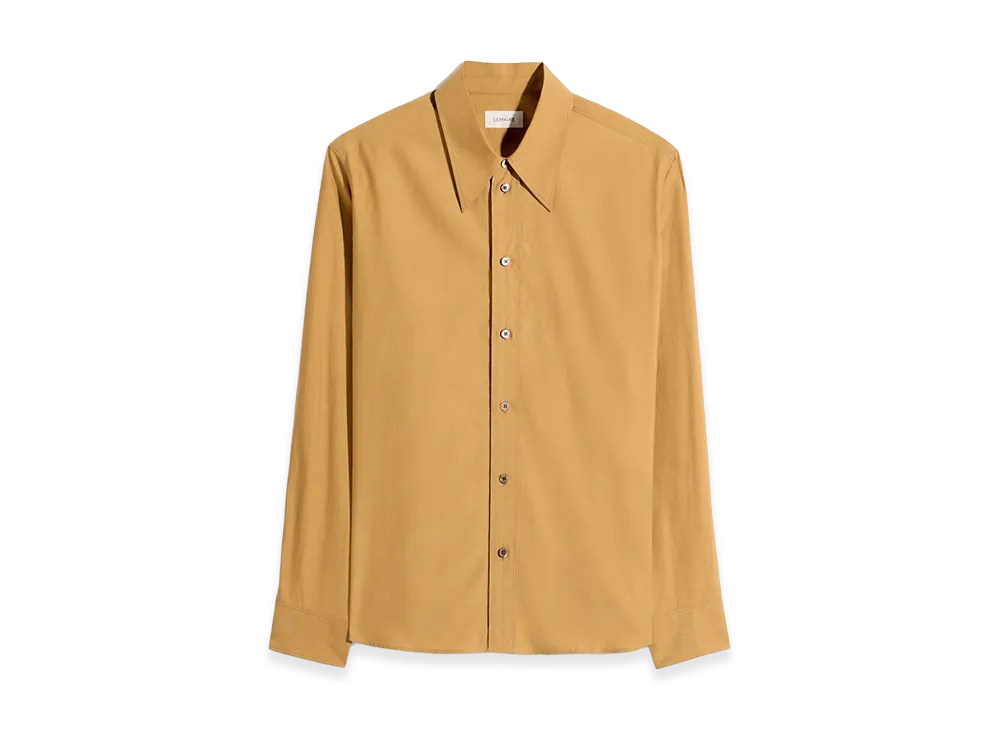 LEMAIRE Women's Washed Cotton Silk Pointed Collar Shirt "Cumin"