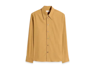 LEMAIRE Women's Washed Cotton Silk Pointed Collar Shirt "Cumin"