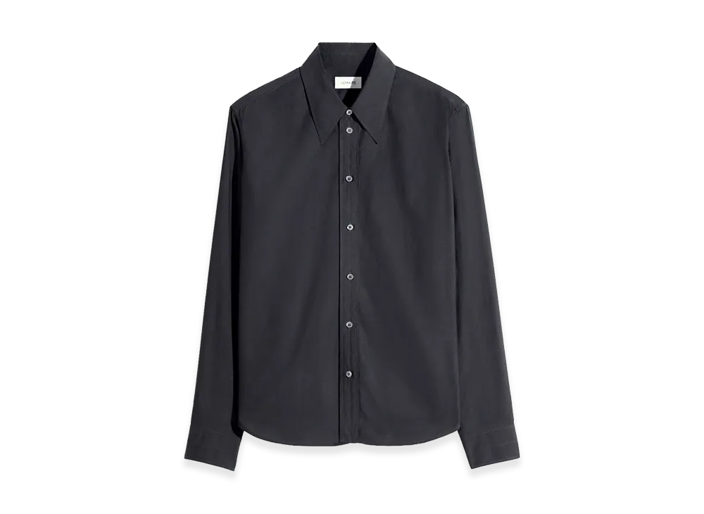 LEMAIRE Women's Washed Cotton Silk Pointed Collar Shirt "Squid Ink"