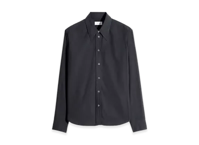 LEMAIRE Women's Washed Cotton Silk Pointed Collar Shirt "Squid Ink"