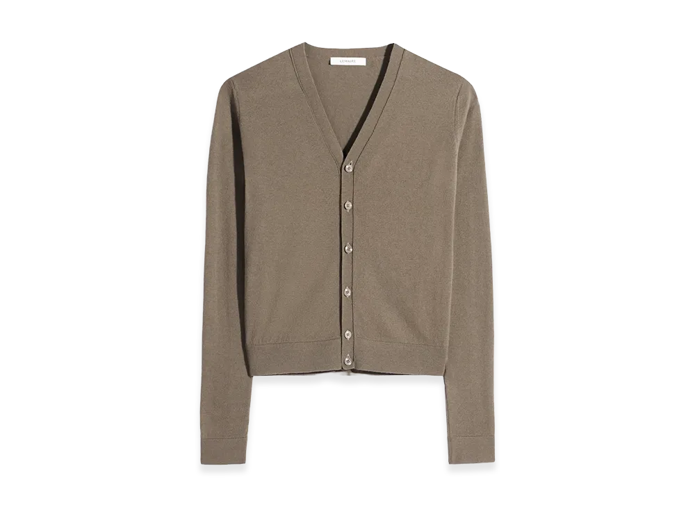 LEMAIRE Women's Fine Wool V-Neck Buttoned Cardigan "Mushroom"