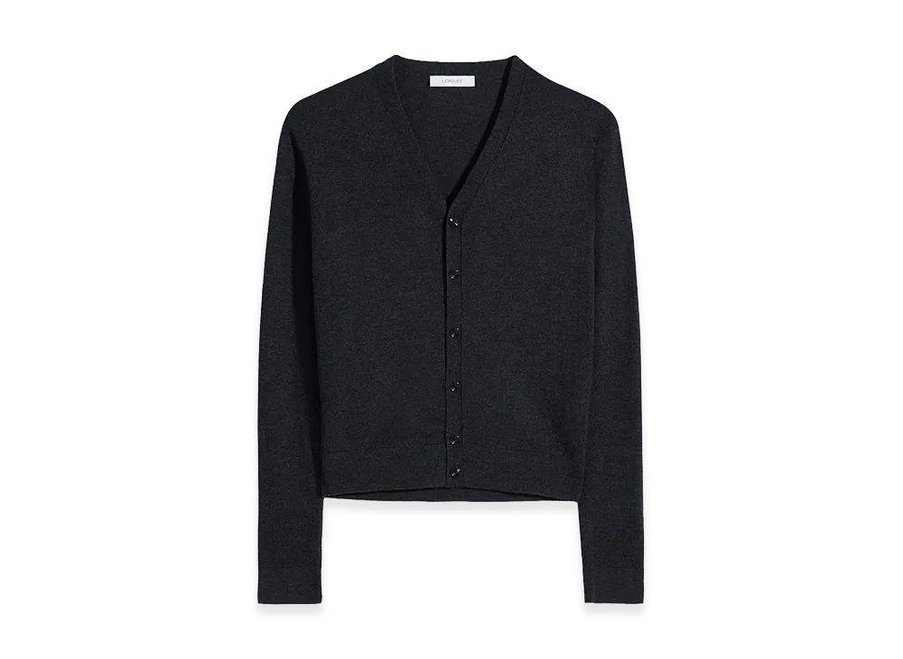 LEMAIRE Women's Fine Wool V-Neck Buttoned Cardigan "Anthracite Melange"