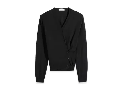 LEMAIRE Women's Twisted Merino Blend V-Neck Jumper "Black"