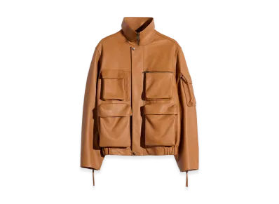 LEMAIRE Women's Pocketed Leather Blouson "Toffee"