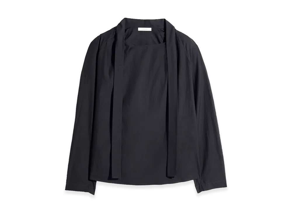 LEMAIRE Women's Washed Cotton Silk Ascot Blouse "Squid Ink"