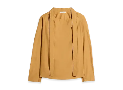 LEMAIRE Women's Washed Cotton Silk Ascot Blouse "Cumin"