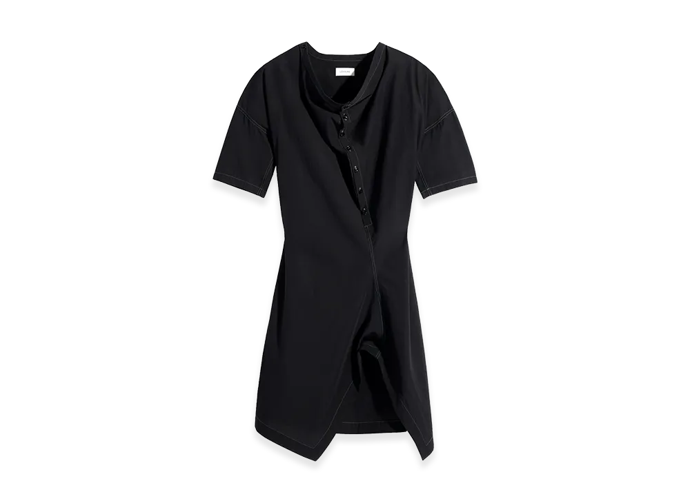 LEMAIRE Women's Cotton Crepe Soft Collar Dress "Black"