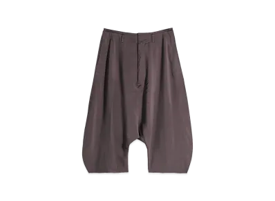 LEMAIRE Women's Poly-Viscose Twill Creased Drop Crotch Bermuda Pants "Glossy Brown"