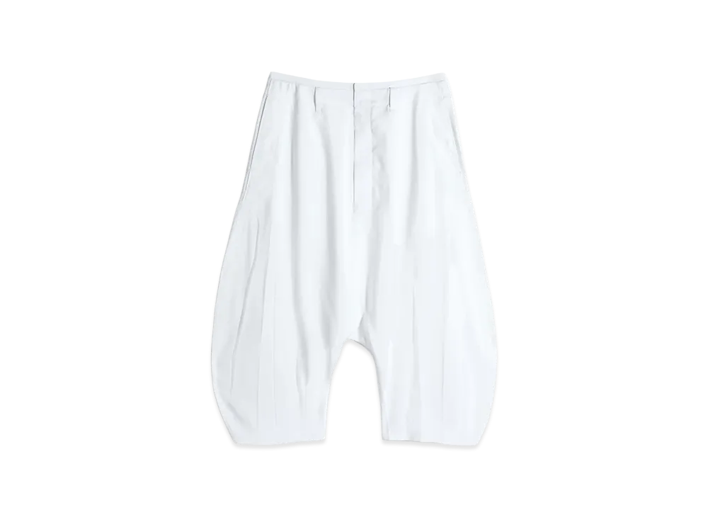 LEMAIRE Women's Poly-Viscose Twill Creased Drop Crotch Bermuda Pants "Chalk"