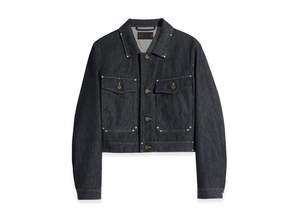 LEMAIRE Women's Studded Denim Cropped Blouson "Slate"