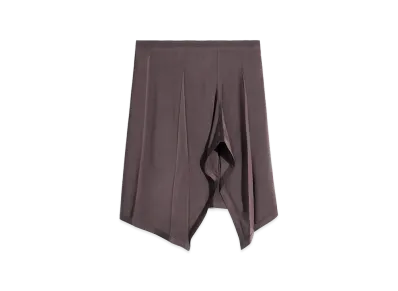 LEMAIRE Women's Poly-Viscose Twill Creased Scarf Skirt "Glossy Brown"