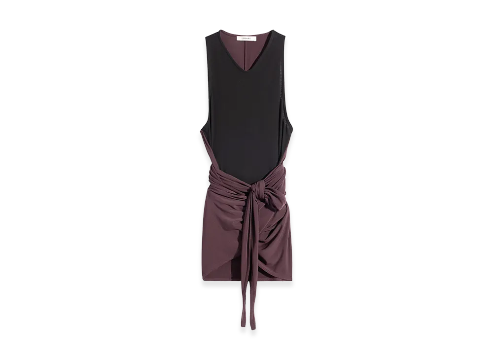 LEMAIRE Women's Viscose Crepe Jersey Sleeveless Wrap Top "Fig"