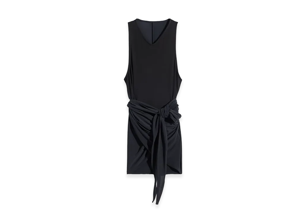 LEMAIRE Women's Viscose Crepe Jersey Sleeveless Wrap Top "Charcoal"