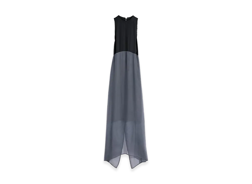 LEMAIRE Women's Crepe de Chine Viscose Column Dress "Granite"