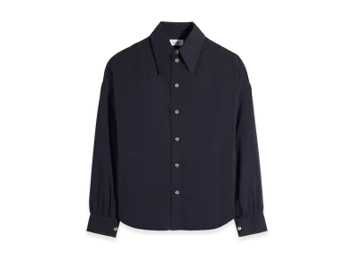 LEMAIRE Women's Washed Cotton Muslin Soft Pointed Collar Shirt "Squid Ink"