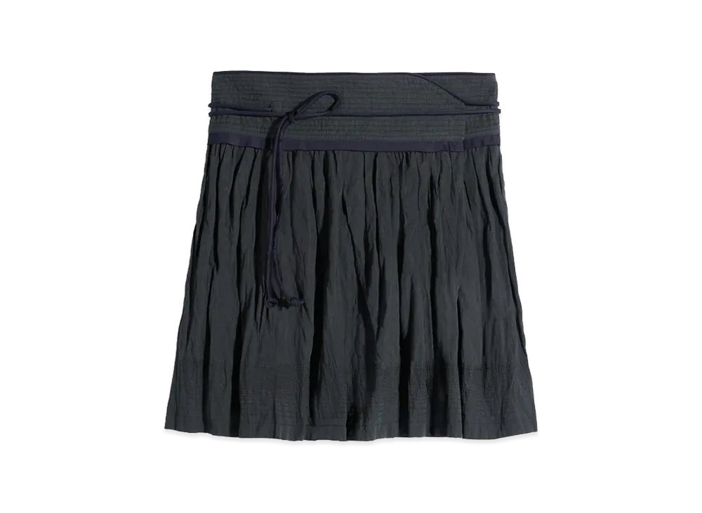 LEMAIRE Women's Crinkled Cotton Metal Wrap Skirt "Ash Black"
